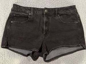 American Eagle AEO Denim X4 Black Hi-Rise Shortie Jean Shorts - Size 6
